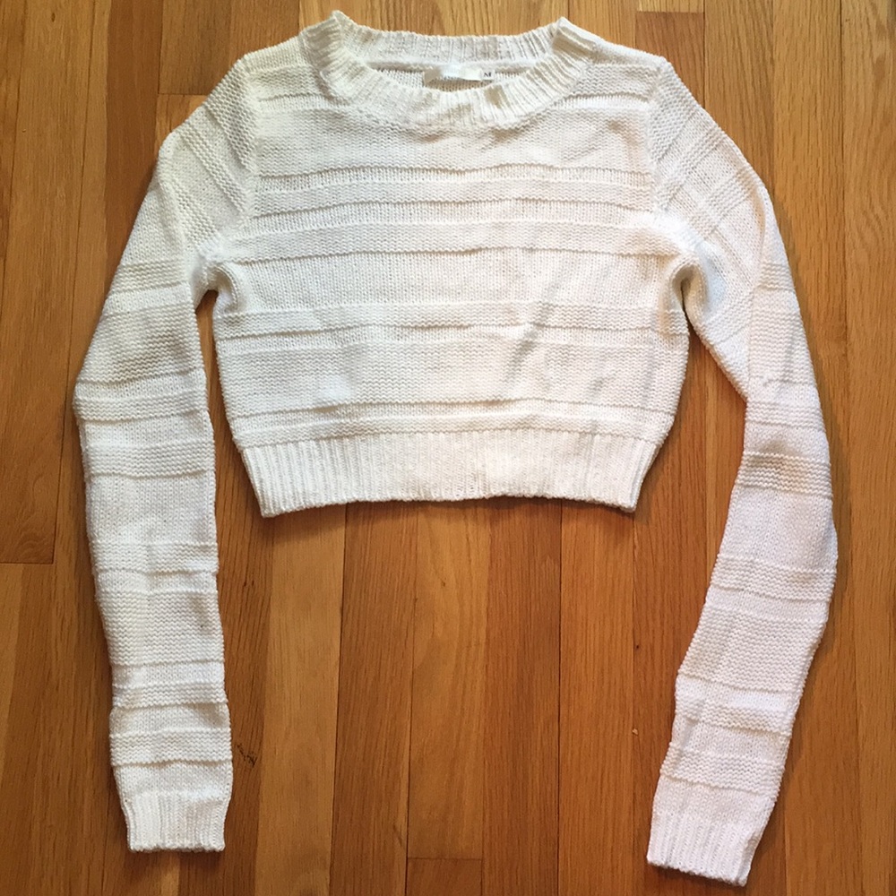 Millau Cropped White Knit Sweater